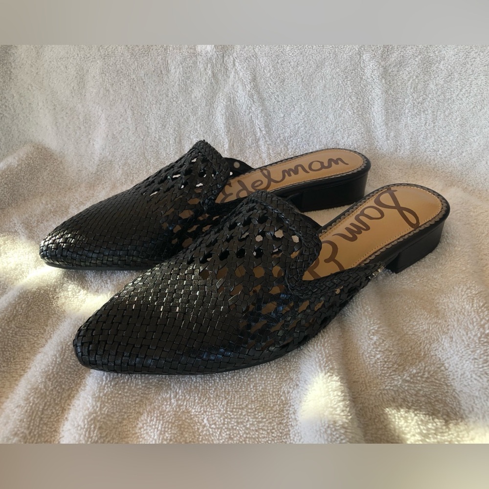 Sam Edelman Black Woven Mules